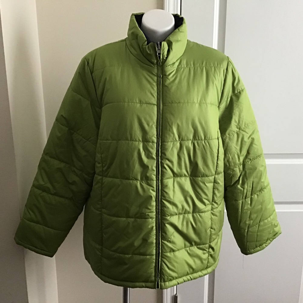 Double sided puffy winter coat - green/blue 1X